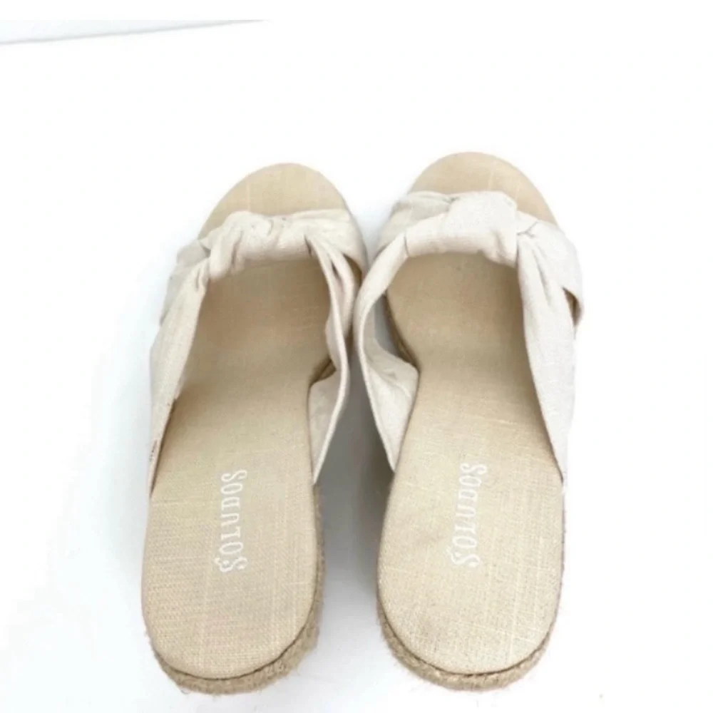 Soludos Knotted Wedge Espadrilles Mule Sandal in National White Size 11